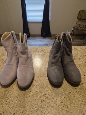 Women's Suede Heeled Ankle Boots - Gray. Lot Of 2. Brand New. Ladies Size 10.5